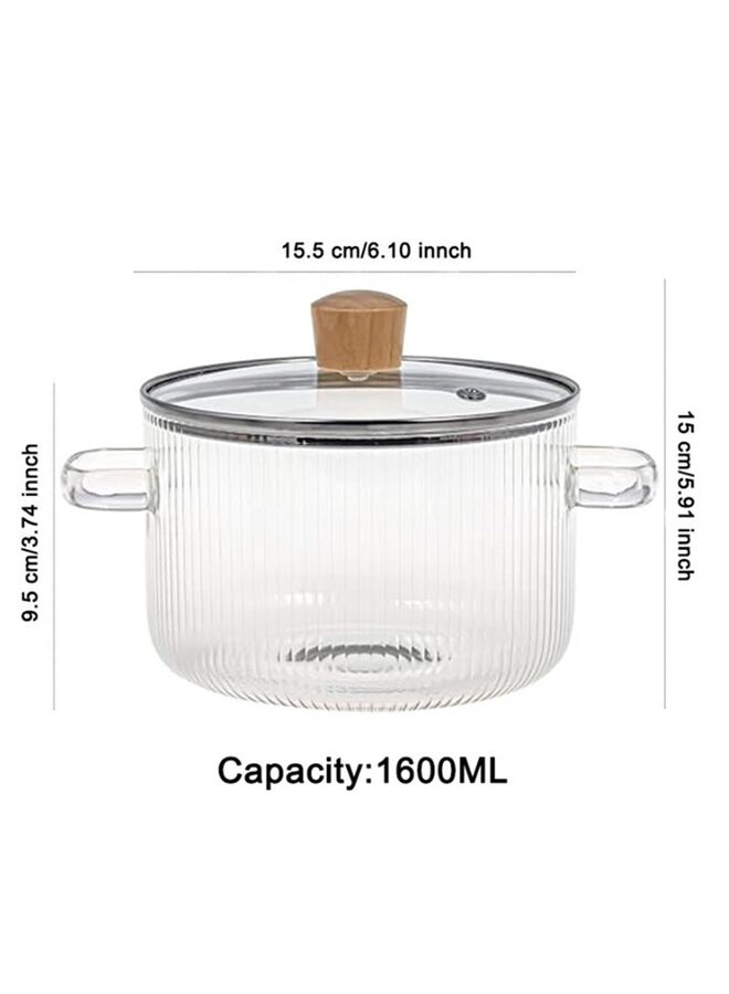 LAMAY Glass Cooking Pot with Lid - 1.6LHeat Resistant Borosilicate Glass Cookware Stovetop Pot Set - Braiser Pan, Simmer Pot with Cover Safe for Soup, Milk, Kid Food - Image 2